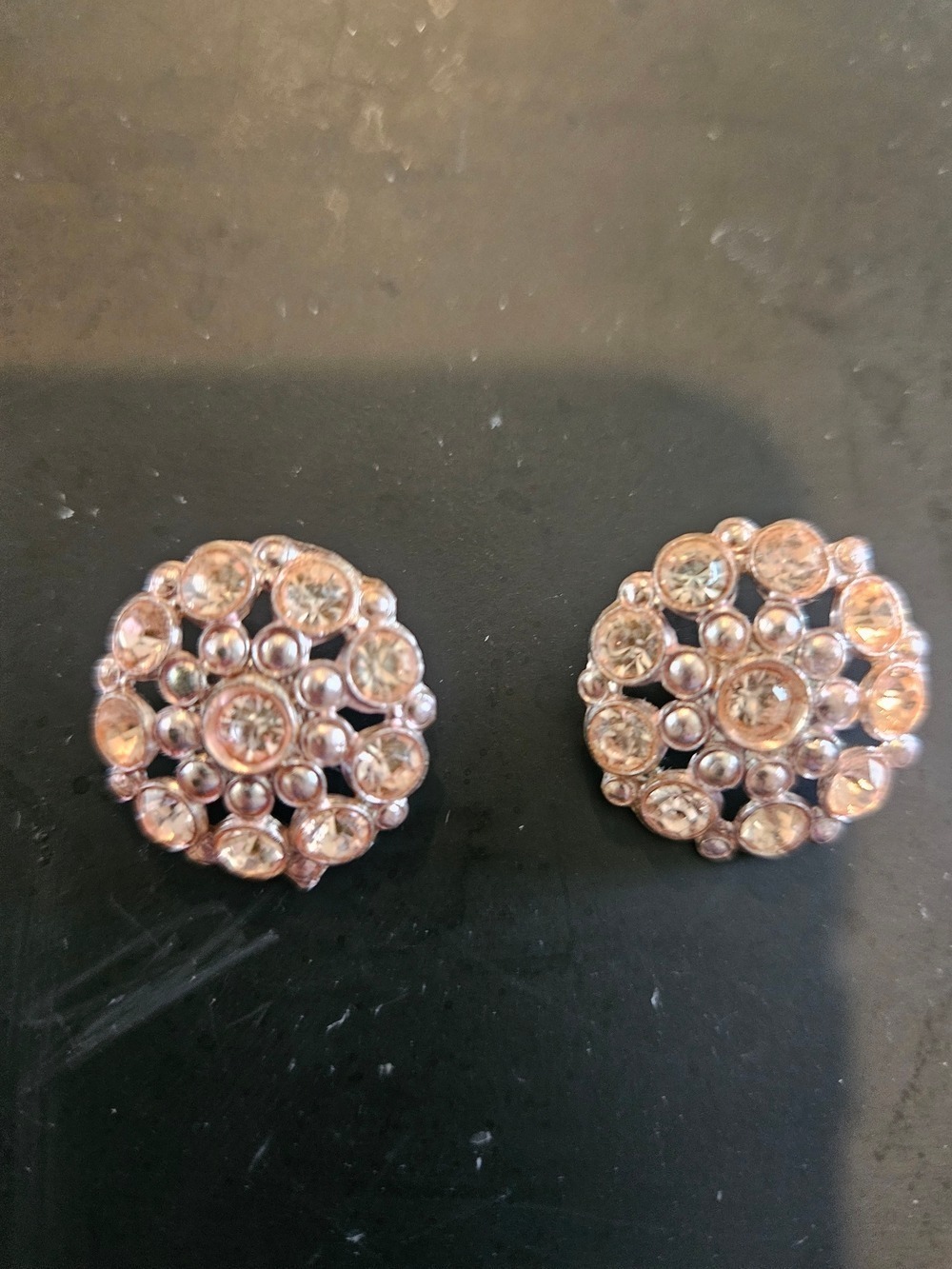 Elegant Unbranded Vintage Pink Rhinestone Shank Buttons Set Of 2